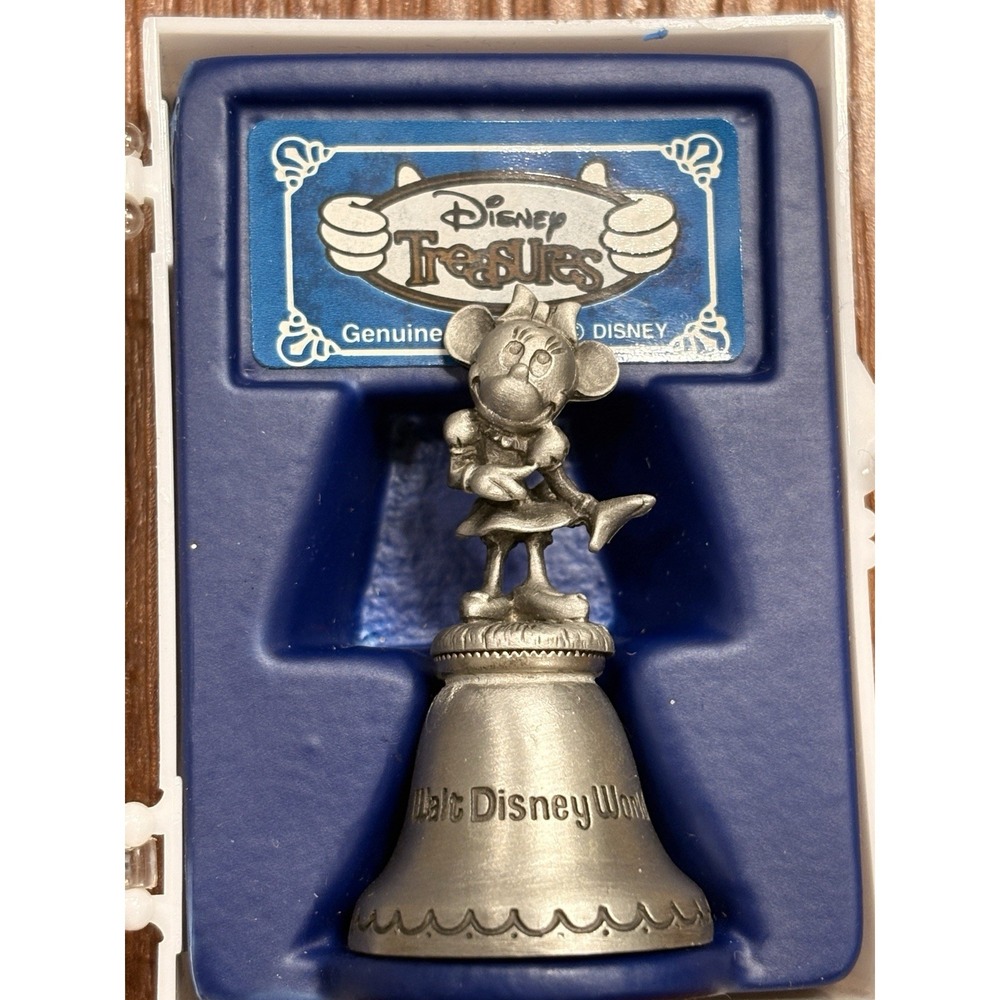 Walt Disney World Treasures Minnie Mouse Made In USA Pewter Bell 2 1/2" W/Case - Picture 9 of 11